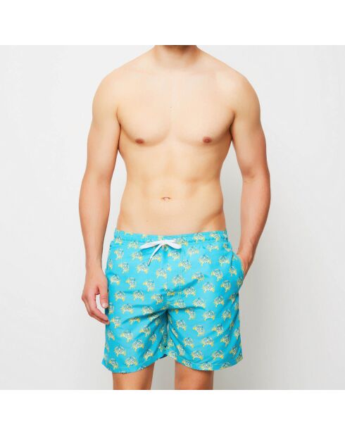 Turquoise/gele Crabby zwemshort