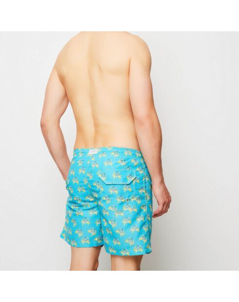 Turquoise/gele Crabby zwemshort