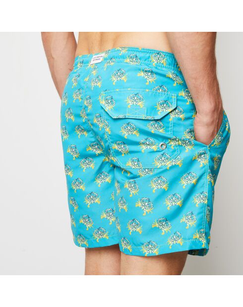 Turquoise/gele Crabby zwemshort