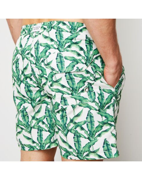 Pantaloncini da bagno bianchi e verdi Palm