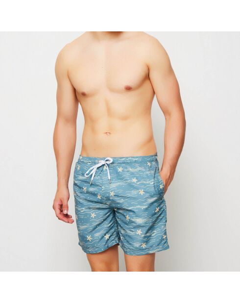 Seestern blau/goldfarbene Badeshorts