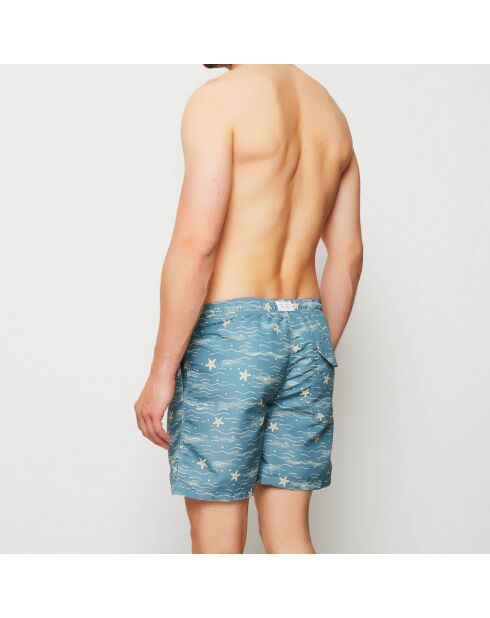 Seestern blau/goldfarbene Badeshorts