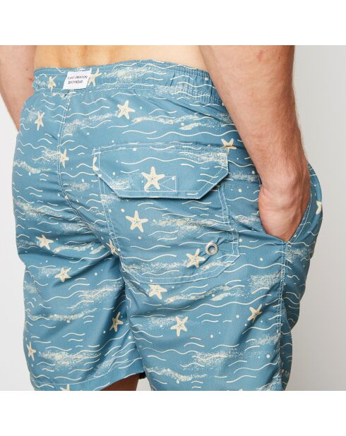 Seestern blau/goldfarbene Badeshorts