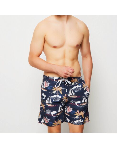 Blau/weiße Segelboot-Badeshorts