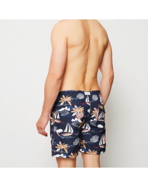 Blau/weiße Segelboot-Badeshorts