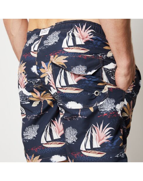 Blau/weiße Segelboot-Badeshorts