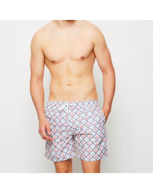 Pantaloncini da bagno Anchor bianchi/rossi/blu