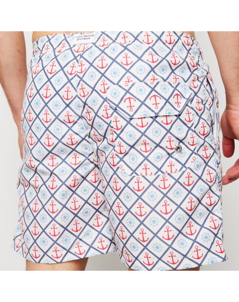 Pantaloncini da bagno Anchor bianchi/rossi/blu