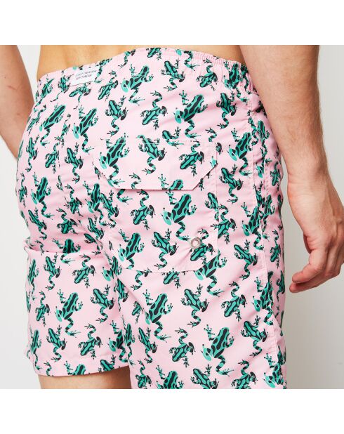 Badeshorts Grenouille in Rosa/Grün