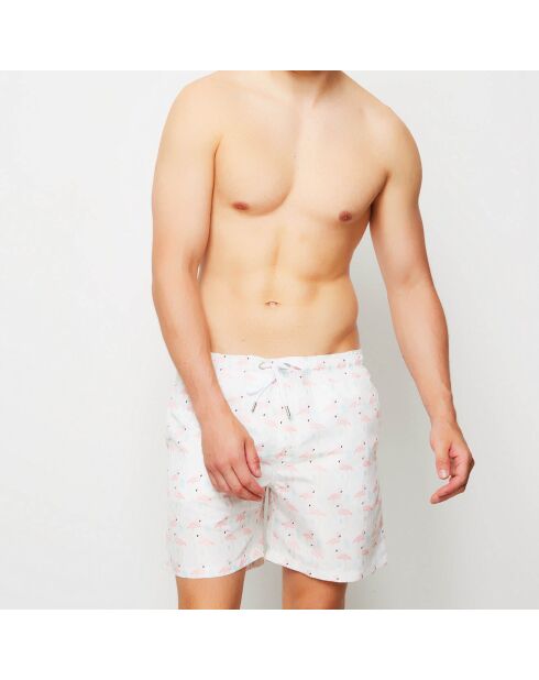 Pantaloncini da bagno Flamingo bianchi/rosa