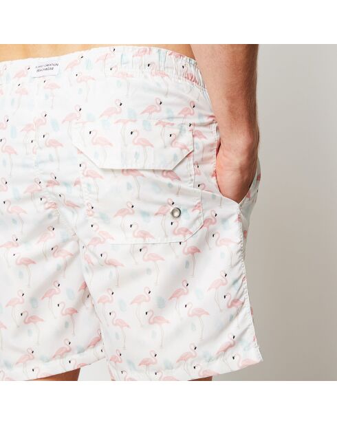 Pantaloncini da bagno Flamingo bianchi/rosa