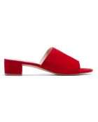 Rote Pantoletten aus Velvet aus Veloursleder