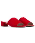 Rote Pantoletten aus Velvet aus Veloursleder