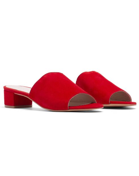 Rote Pantoletten aus Velvet aus Veloursleder
