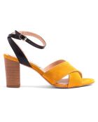 Sandali Lola gialli in pelle di velluto - tacco 8 cm