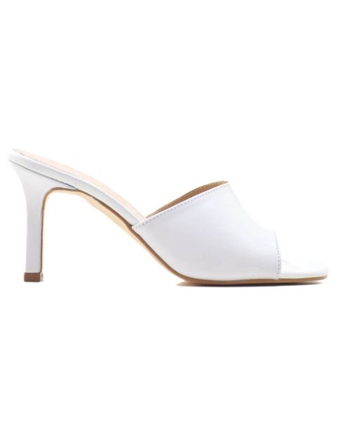 Loic Weiße Leder-Pantolette - Absatz 7 cm