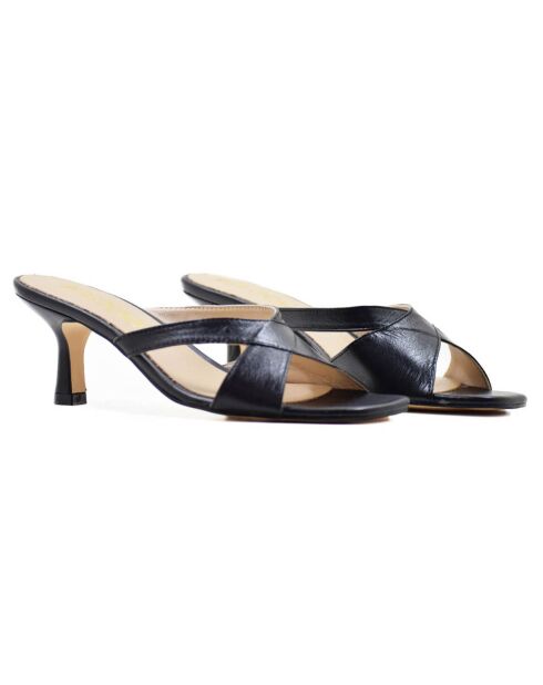 Sandalias Barbara de piel negras - tacón de 6 cm