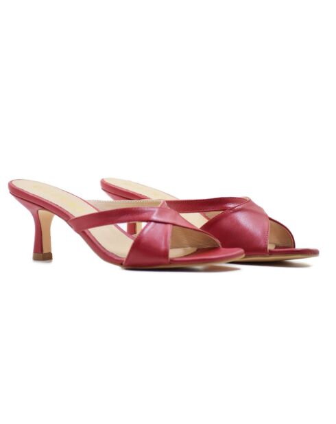 Sandalias Barbara de piel roja - tacón de 6 cm