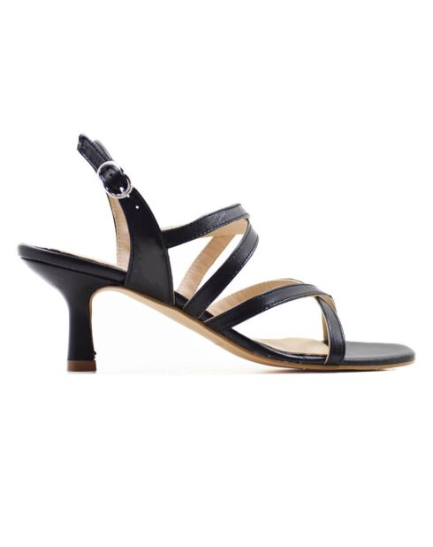 Sandalias Shania de piel negras - tacón de 6 cm
