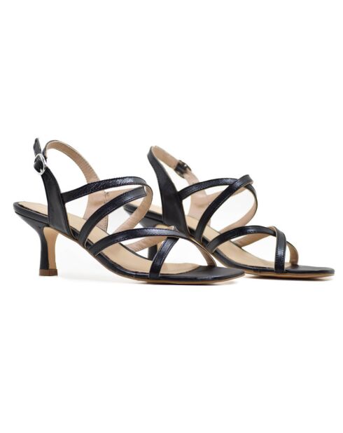 Sandalias Shania de piel negras - tacón de 6 cm
