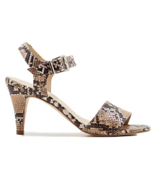 Natur-/gelbe Oli-Ledersandalen - 6 cm Absatz