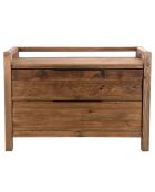 Commode 2 tiroirs en bois de Pin recyclé Andrian marron - 124x53x87 cm