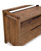 Commode 2 tiroirs en bois de Pin recyclé Andrian marron - 124x53x87 cm