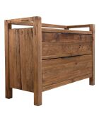 Commode 2 tiroirs en bois de Pin recyclé Andrian marron - 124x53x87 cm