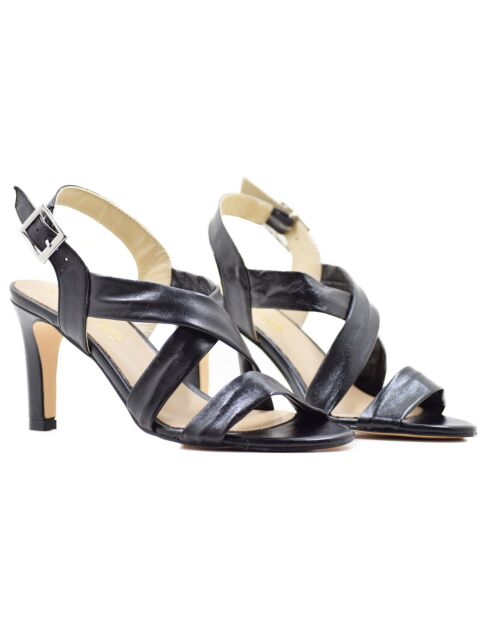 Sandalias de piel negra Alma - Tacón de 8 cm