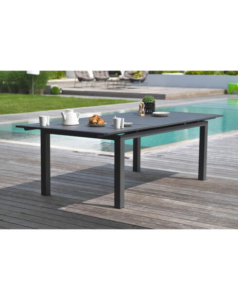 Gartenset Miami ausziehbarer Tisch + 6 anthrazitfarbene Sessel
