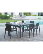 Gartenset Miami ausziehbarer Tisch + 6 anthrazitfarbene Sessel
