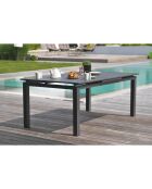Gartenset Miami ausziehbarer Tisch + 6 anthrazitfarbene Sessel