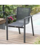 Gartenset Miami ausziehbarer Tisch + 6 anthrazitfarbene Sessel