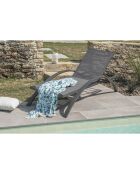 2 Bains de soleil Barcelona en aluminium et textilène anthracite - 195x74x32 cm