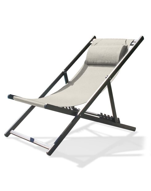 Chilienne Julia en textilène et aluminium anthracite - 102x58x100 cm