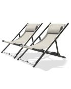 2 Chiliennes Julia en textilène et aluminium anthracite - 102x58x100 cm