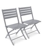 2 Chaises de jardin pliantes Marius en aluminium grises - 46x41x82 cm