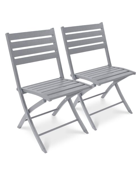 2 Chaises de jardin pliantes Marius en aluminium grises - 46x41x82 cm