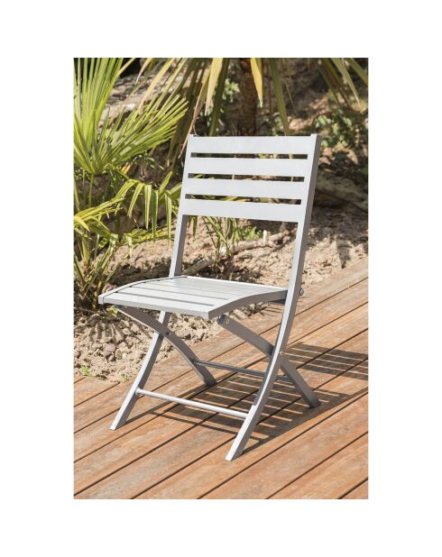 2 Chaises de jardin pliantes Marius en aluminium grises - 46x41x82 cm