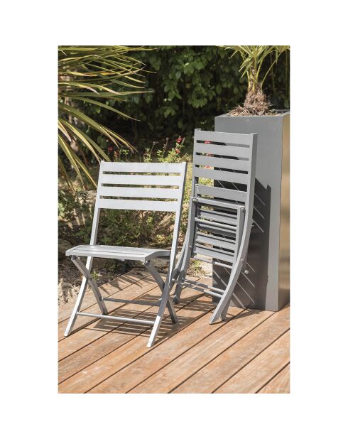 2 Chaises de jardin pliantes Marius en aluminium grises - 46x41x82 cm