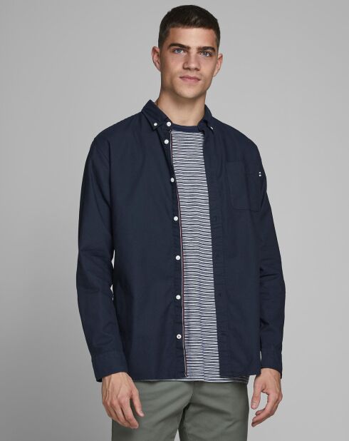 Jjeclassic Soft Oxford marineblauw overhemd