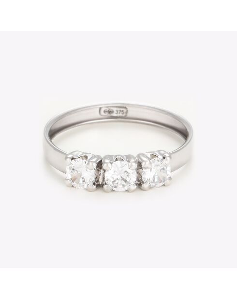 Trio-Ring aus Weißgold mit Zirkonia-Steinen