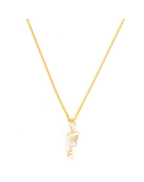 Pendentif Clef Coeur Zircone or jaune