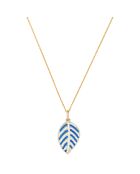Pendentif Feuilles pendantes Email or jaune