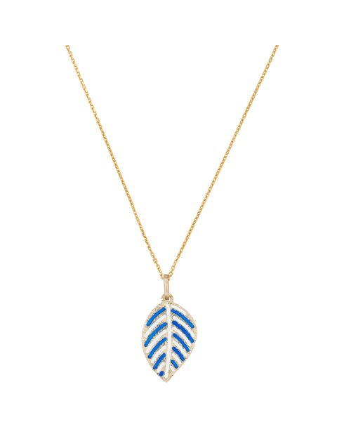 Pendentif Feuilles pendantes Email or jaune