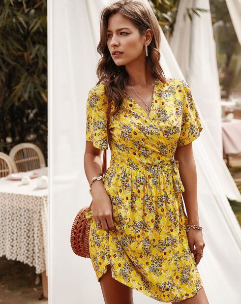 Robe Melissa jaune/multicolore