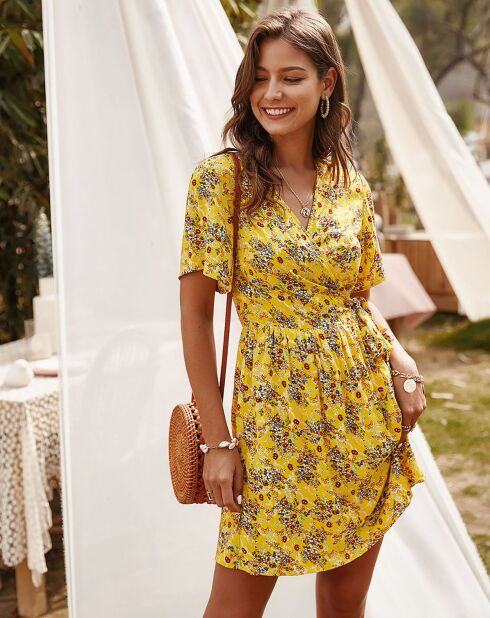 Robe Melissa jaune/multicolore