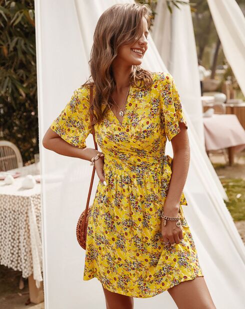 Robe Melissa jaune/multicolore