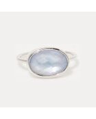 Bague Noelie Nacre bleue en laiton argenté