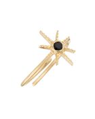 Bague ajustable Etoile Onyx noire en laiton doré